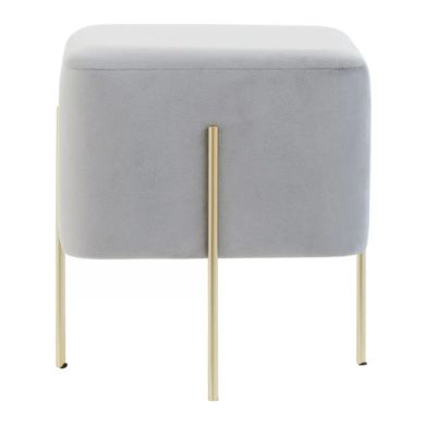 Hayes Square Grey Velvet Stools In Pair