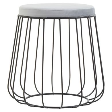 Hayes Textile Fabric Tall Cage Stool With Black Metal Frame