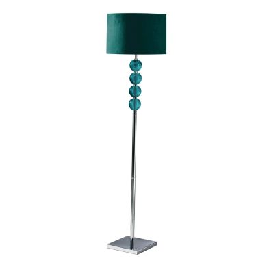 Mistro Teal Fabric Shade Floor Lamp With Chrome Metal Base