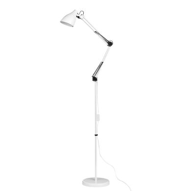 Celdon White Metal Shade Floor Lamp With Adjustable Chrome Base