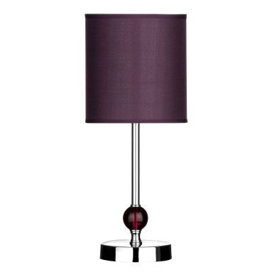 Nikota Purple Fabric Shade Table Lamp With Chromed Metal Base