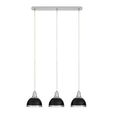 Jasper 3 Metal Shades Ceiling Pendant Light In Black And Chrome