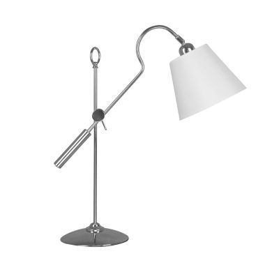 Celdon White Metal Shade Table Lamp With Chrome Metal Base