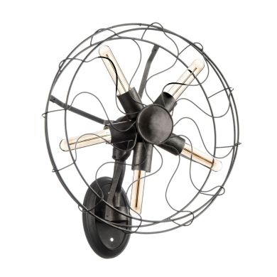 Brikan Vintage Fan Shape Wall Light In Black