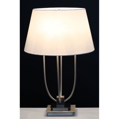 Roslin White Fabric Shade Table Lamp With Satin Nickel Base