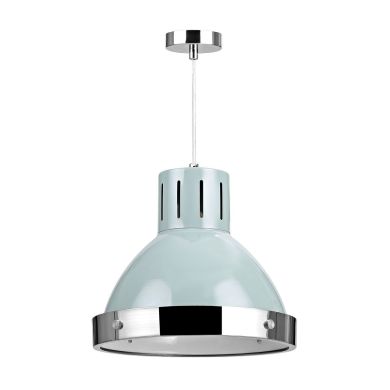 Vermont Metal Shutter Shade Ceiling Pendant Light In Blue And Chrome