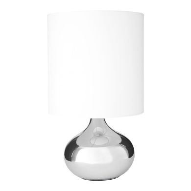 Niko White Fabric Shade Table Lamp With Glass Droplet Base