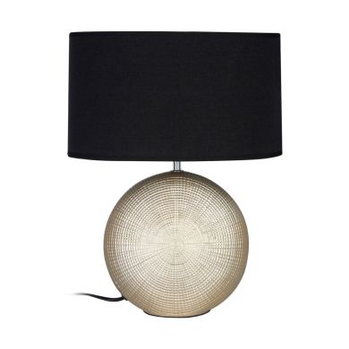 Whisper Black Fabric Shade Table Lamp With Gold Metal Base