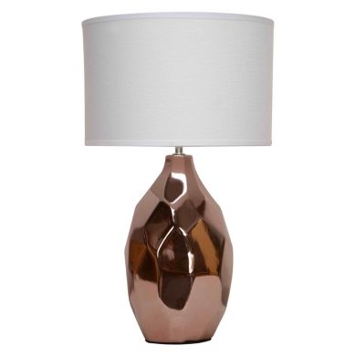 West Ivory Fabric Shade Table Lamp With Copper Ceramic Base