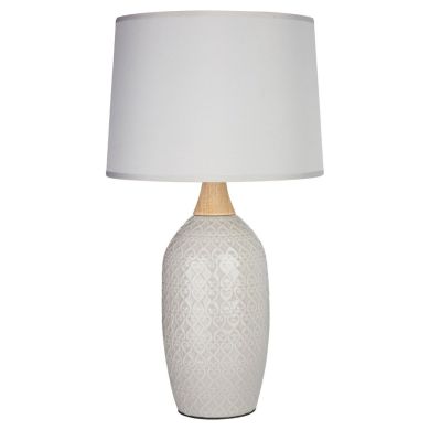 Willow Grey Fabric Shade Table Lamp With Grey Ceramic Base