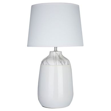 Wenita White Fabric Shade Table Lamp With White Ceramic Base