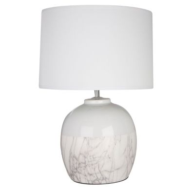 Whitney White Fabric Shade Table Lamp With White Ceramic Base