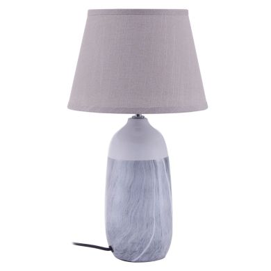 Welma Beige Fabric Shade Table Lamp With Dark Grey Ceramic Base