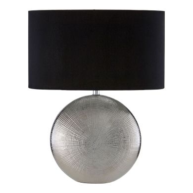 Jasmin Black Fabric Shade Table Lamp With Silver Ceramic Base