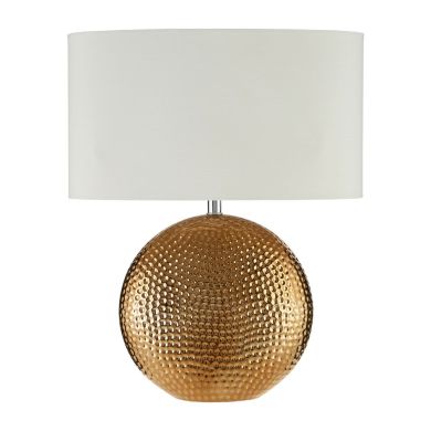 Joshua White Fabric Shade Table Lamp With Gold Ceramic Base