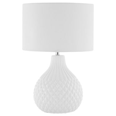 Jax Ivory Fabric Shade Table Lamp With Textured Ceramic Base