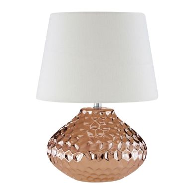 Jen Ivory Fabric Shade Table Lamp With Copper Ceramic Base