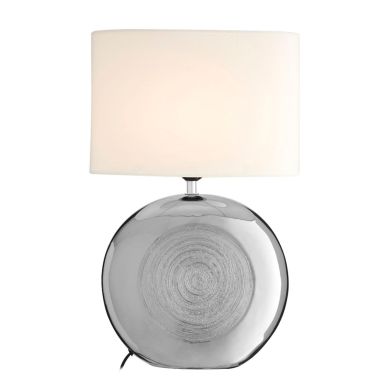 Holly White Fabric Shade Table Lamp With Silver Ceramic Base