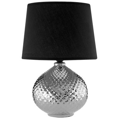 Hetty Black Fabric Shade Table Lamp With Silver Ceramic Base