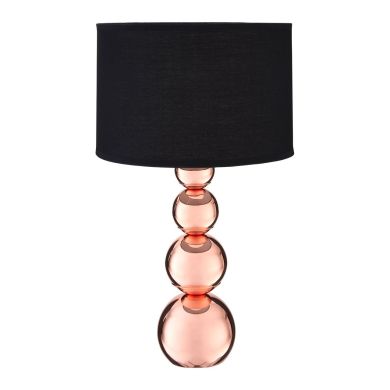 Cameo Black Fabric Shade Touch Table Lamp With Copper Metal Base