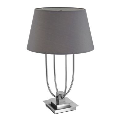 Roslin Grey Fabric Shade Table Lamp With Satin Nickel Base