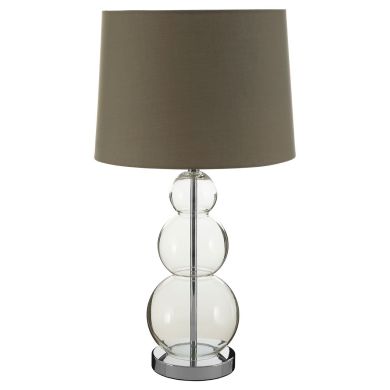 Luke Grey Fabric Shade Table Lamp With Clear Glass Orbs Base