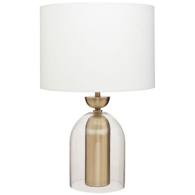 Cevro White Glass Shade Table Lamp With Brass Metal Base