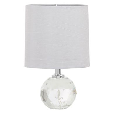 Helma Grey Fabric Shade Table Lamp With Decorative Crystal Base