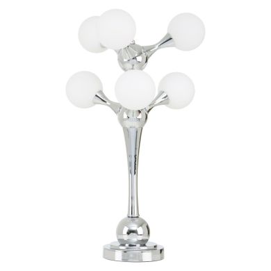Heba 6 Glass Lights Table Lamp With Chrome Steel Base