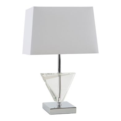 Halina White Fabric Shade Table Lamp With Chrome Metal Base