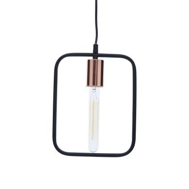 Lavis Contemporary Tubular Bulb Ceiling Pendant Light In Black And Copper
