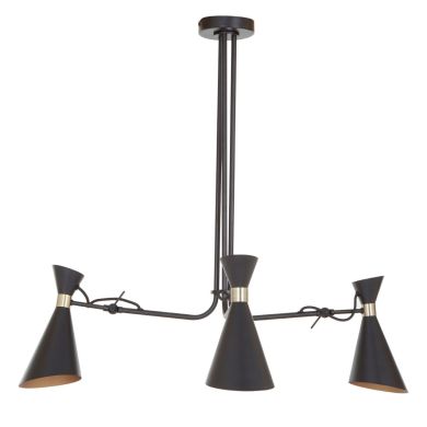 Linox 3 Bent Metal Arm Ceiling Pendant Light In Black And Gold