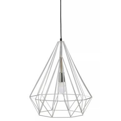 Wyra Ceiling Pendant Light With Chrome Metal Conical Cage