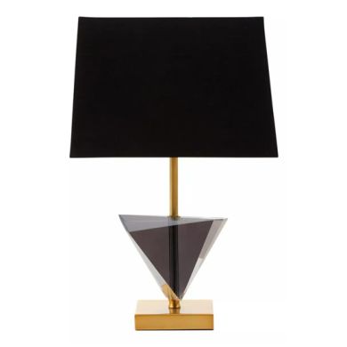 Halina Smoked Crystal Table Lamp With Gold Metal Base