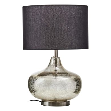 Luz Black Linen Shade Table Lamp With Glass And Metal Base
