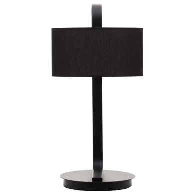 Leyna Black Fabric Shade Table Lamp With Black Metal Stand