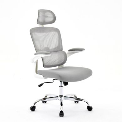 Supreme Mesh Home And Office Chair In Grey And White