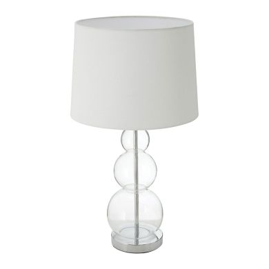 Luke White Fabric Shade Table Lamp With Clear Glass Orbs Base