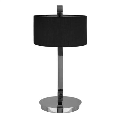 Leyna Black Fabric Shade Table Lamp With Chrome Metal Stand