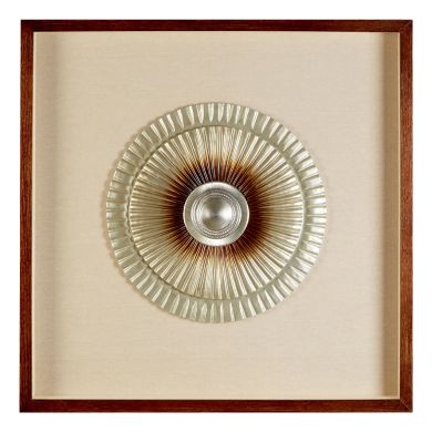 Nason Framed Wooden Round Carving Wall Art In Silver
