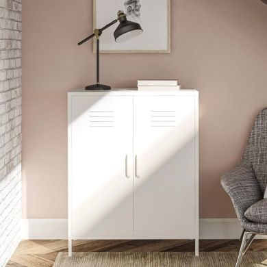 Mission District Metal Storage Cabinet With 2 Doors In White
