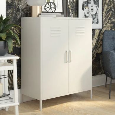 Bradford Metal Storage Cabinet Tall In 2 Doors In Taupe