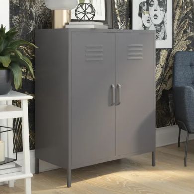 Bradford Metal Storage Cabinet Tall In 2 Doors In Grey