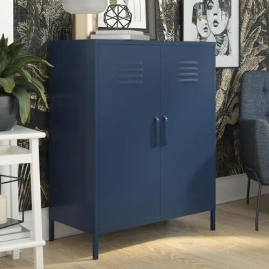 Bradford Metal Storage Cabinet Tall In 2 Doors In Navy