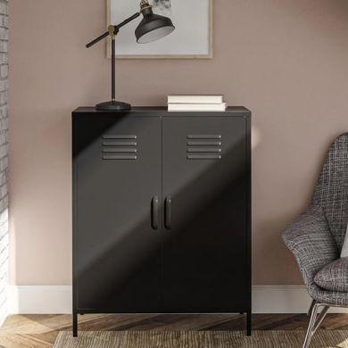 Mission District Metal Storage Cabinet With 2 Doors In Black