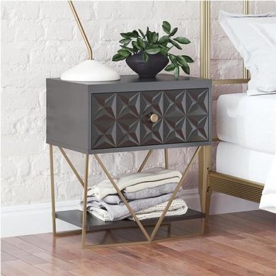 Blair Wooden Bedside Cabinet With 1 Drawer In Black