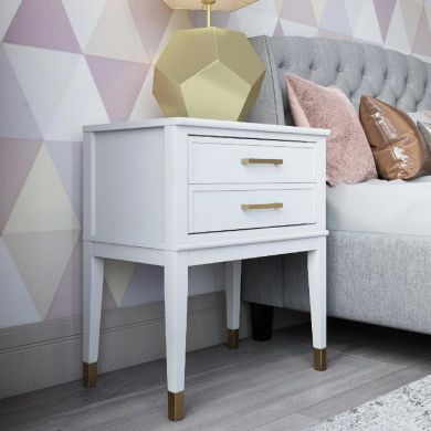 Westerleigh Wooden End Table With 2 Drawers In White