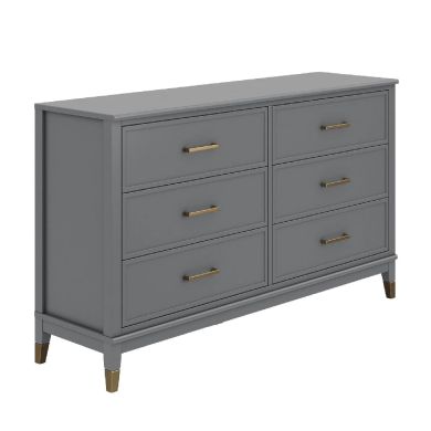 Westerleigh Wooden Chest Of 6 Drawers In Graphite Grey
