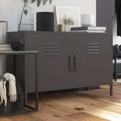 Bradford Metal Storage Cabinet Wide In 2 Doors In Grey