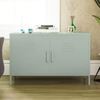 Mission District Metal Sideboard With 2 Doors In Pale Green